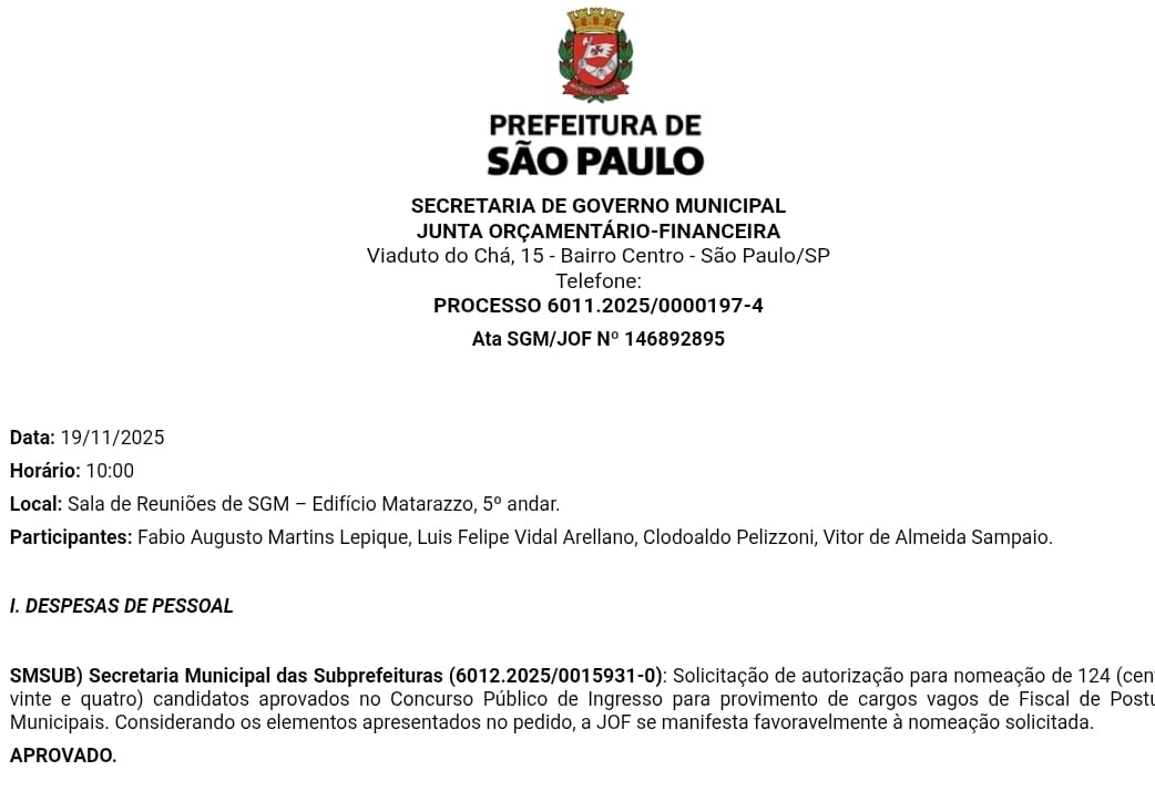 JOF autoriza nomeação de 124 novos Fiscais de Posturas e reforça o quadro da Fiscalização Municipal