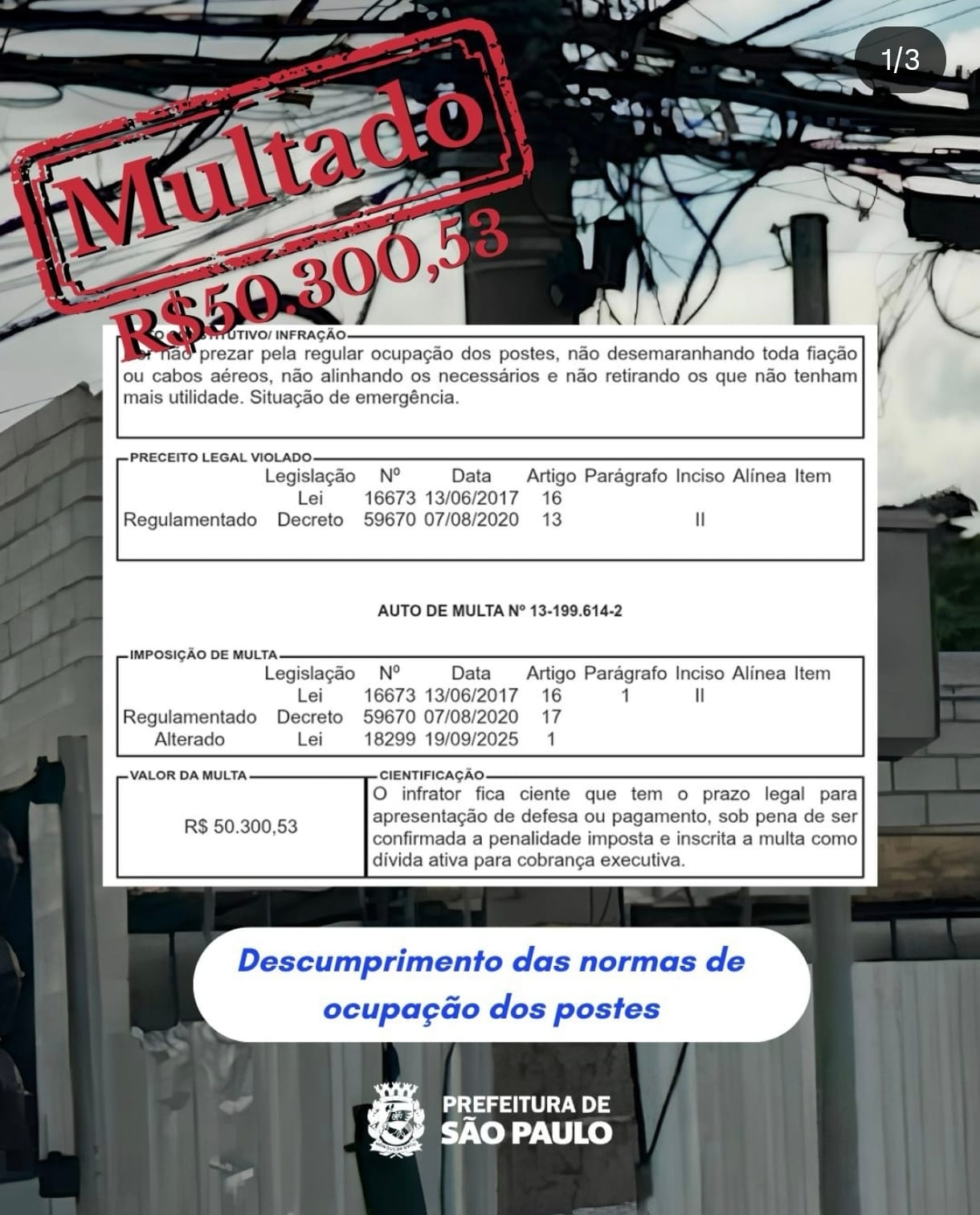 Fiação em situação irregular (Subprefeitura Pinheiros)