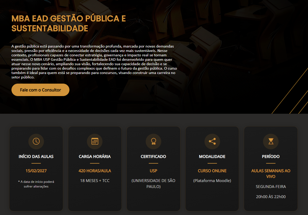 MBA USP em Gestão Pública e Sustentabilidade